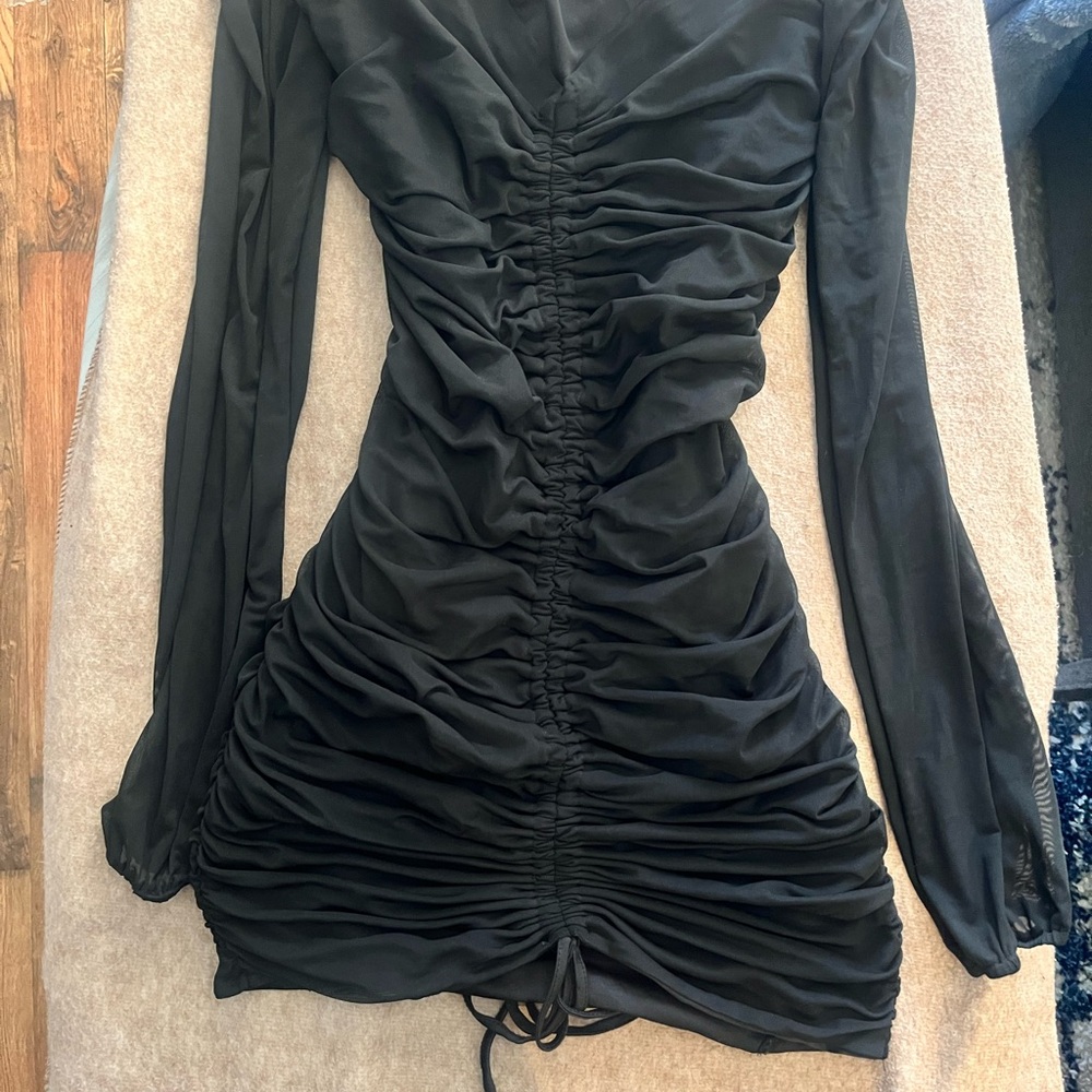 Elegant Black Ruched Dress